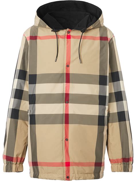 burberry 8043403|Burberry Reversible Check Hooded Jacket .